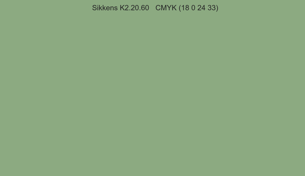Color Sikkens K2.20.60 to CMYK (18 0 24 33) converter Color Sikkens K2.20.60 to CMYK (18 0 24 33) converter