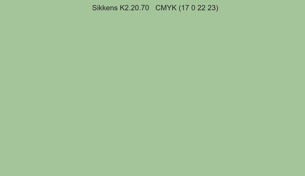 Color Sikkens K2.20.70 to CMYK (17 0 22 23) converter Color Sikkens K2.20.70 to CMYK (17 0 22 23) converter