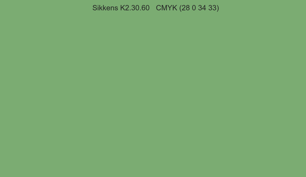 Color Sikkens K2.30.60 to CMYK (28 0 34 33) converter Color Sikkens K2.30.60 to CMYK (28 0 34 33) converter