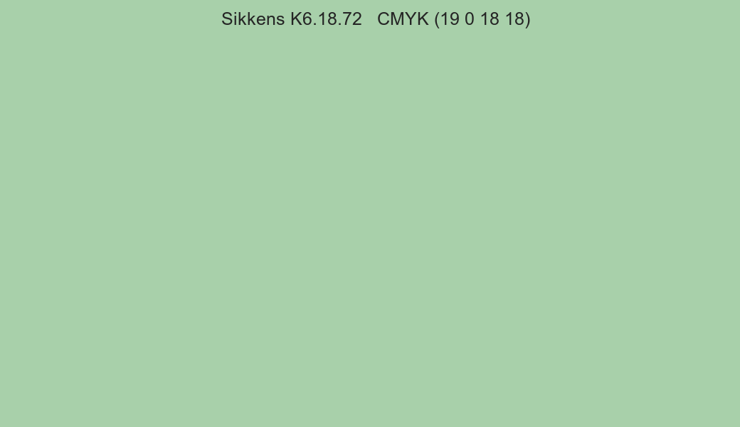 Color Sikkens K6.18.72 to CMYK (19 0 18 18) converter Color Sikkens K6.18.72 to CMYK (19 0 18 18) converter