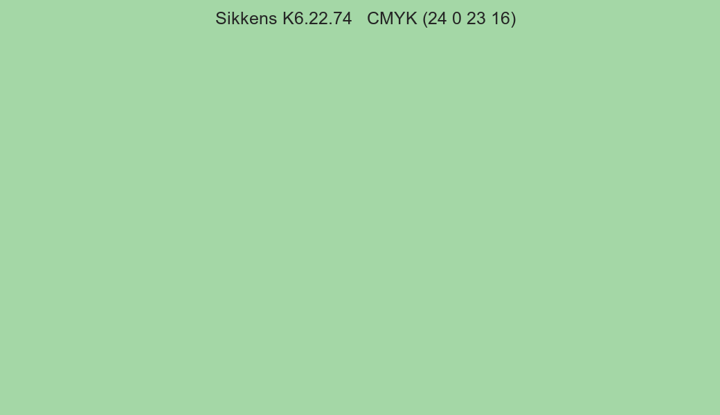 Color Sikkens K6.22.74 to CMYK (24 0 23 16) converter Color Sikkens K6.22.74 to CMYK (24 0 23 16) converter