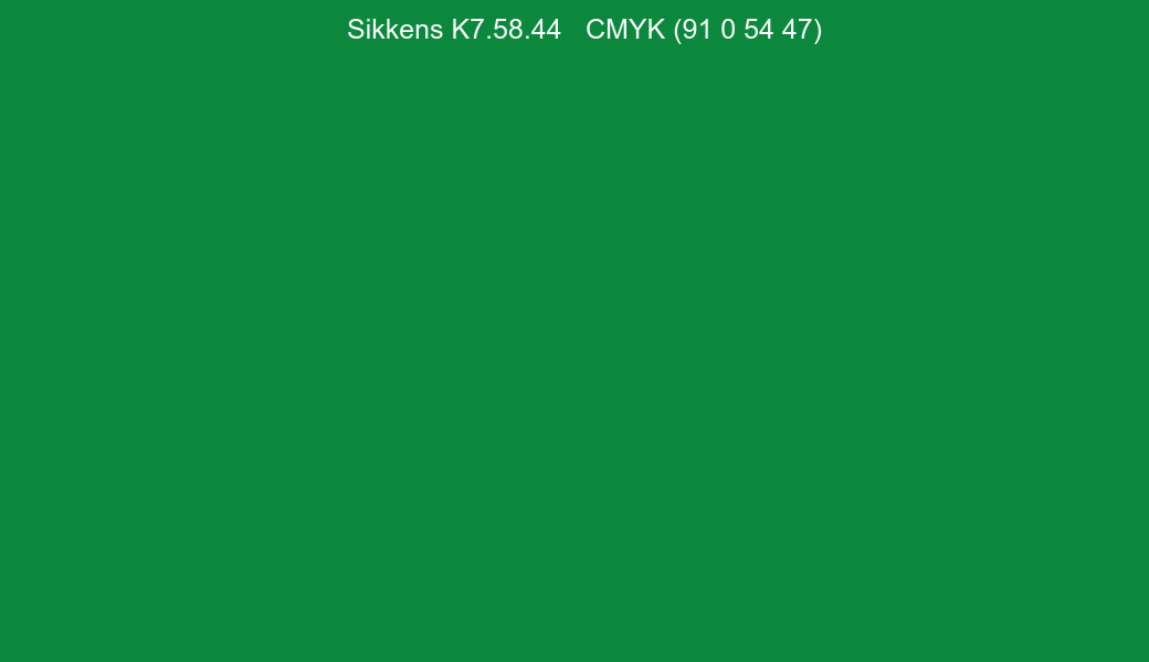 Color Sikkens K7.58.44 to CMYK (91 0 54 47) converter Color Sikkens K7.58.44 to CMYK (91 0 54 47) converter