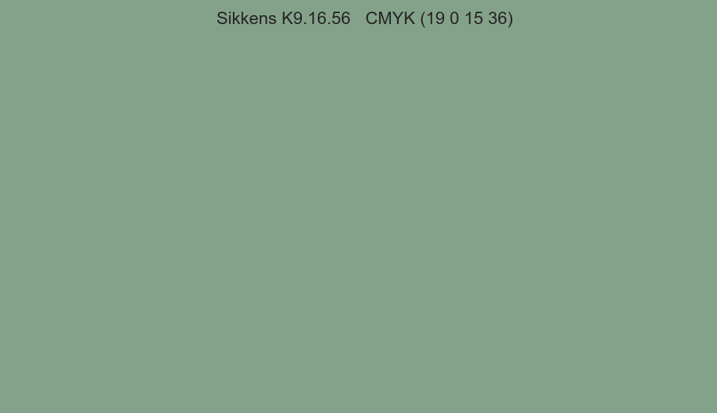 Color Sikkens K9.16.56 to CMYK (19 0 15 36) converter Color Sikkens K9.16.56 to CMYK (19 0 15 36) converter