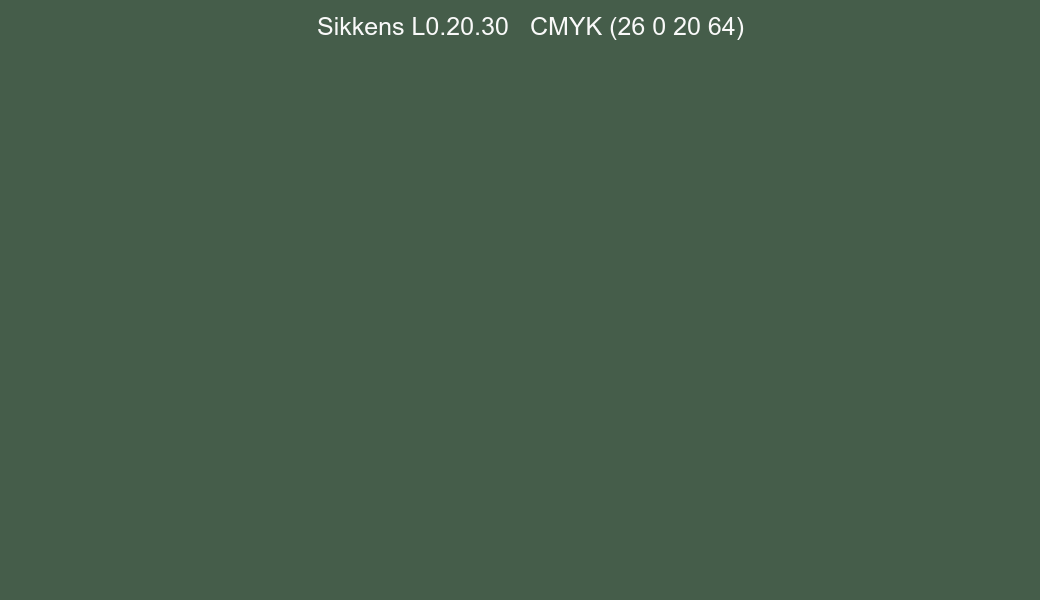 Color Sikkens L0.20.30 to CMYK (26 0 20 64) converter Color Sikkens L0.20.30 to CMYK (26 0 20 64) converter