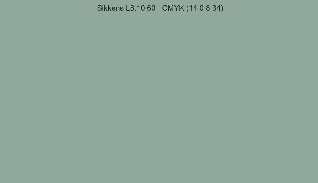 Color Sikkens L8.10.60 to CMYK (14 0 8 34) converter Color Sikkens L8.10.60 to CMYK (14 0 8 34) converter