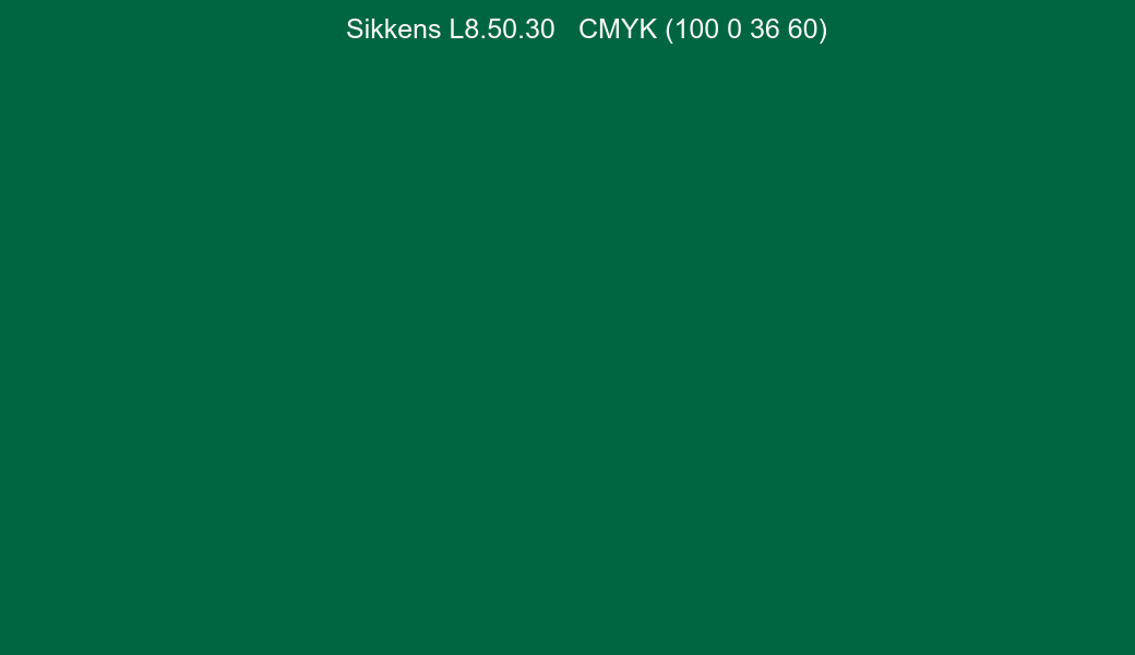Color Sikkens L8.50.30 to CMYK (100 0 36 60) converter Color Sikkens L8.50.30 to CMYK (100 0 36 60) converter