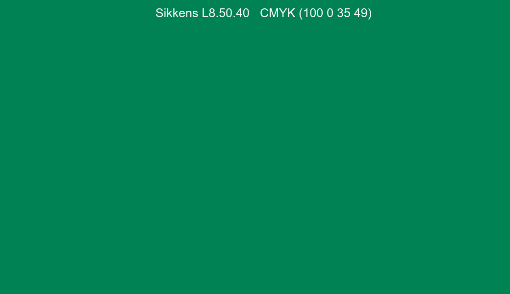 Color Sikkens L8.50.40 to CMYK (100 0 35 49) converter Color Sikkens L8.50.40 to CMYK (100 0 35 49) converter