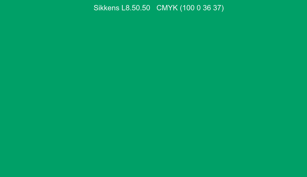 Color Sikkens L8.50.50 to CMYK (100 0 36 37) converter Color Sikkens L8.50.50 to CMYK (100 0 36 37) converter
