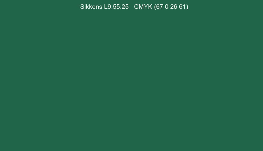 Color Sikkens L9.55.25 to CMYK (67 0 26 61) converter Color Sikkens L9.55.25 to CMYK (67 0 26 61) converter