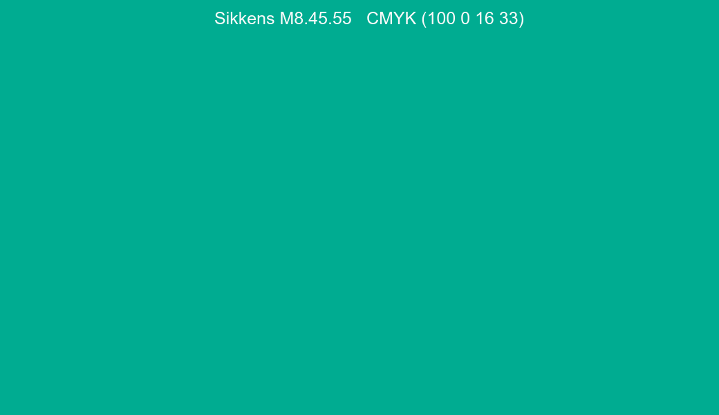Color Sikkens M8.45.55 to CMYK (100 0 16 33) converter Color Sikkens M8.45.55 to CMYK (100 0 16 33) converter