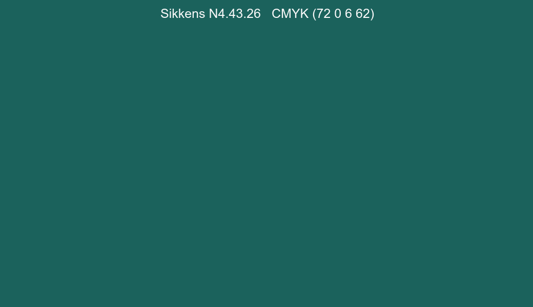 Color Sikkens N4.43.26 to CMYK (72 0 6 62) converter Color Sikkens N4.43.26 to CMYK (72 0 6 62) converter