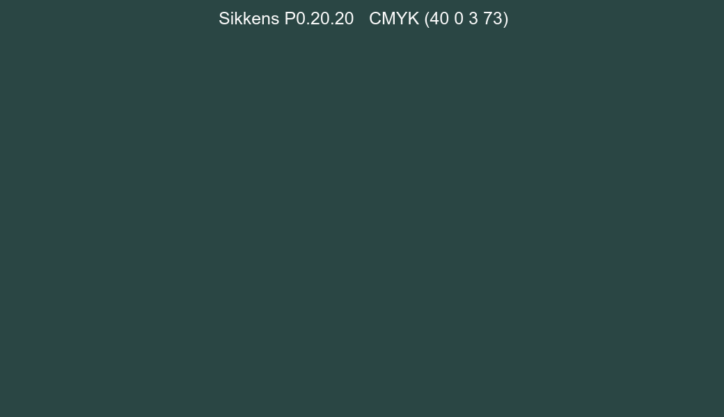 Color Sikkens P0.20.20 to CMYK (40 0 3 73) converter Color Sikkens P0.20.20 to CMYK (40 0 3 73) converter