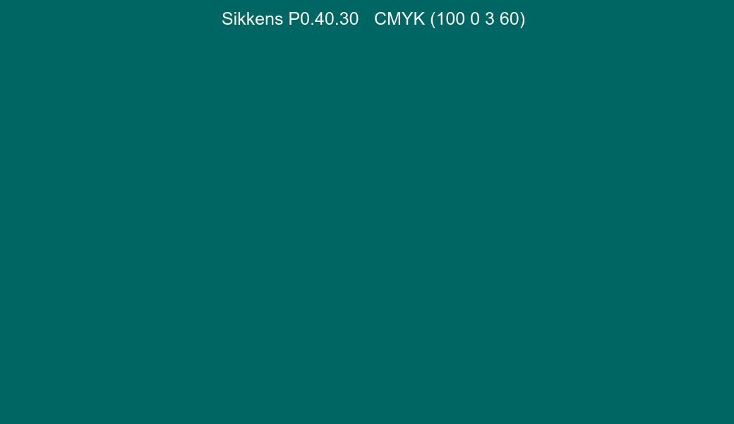 Color Sikkens P0.40.30 to CMYK (100 0 3 60) converter Color Sikkens P0.40.30 to CMYK (100 0 3 60) converter