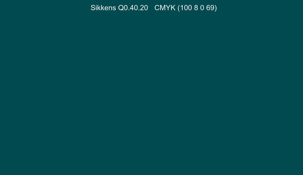 Color Sikkens Q0.40.20 to CMYK (100 8 0 69) converter Color Sikkens Q0.40.20 to CMYK (100 8 0 69) converter