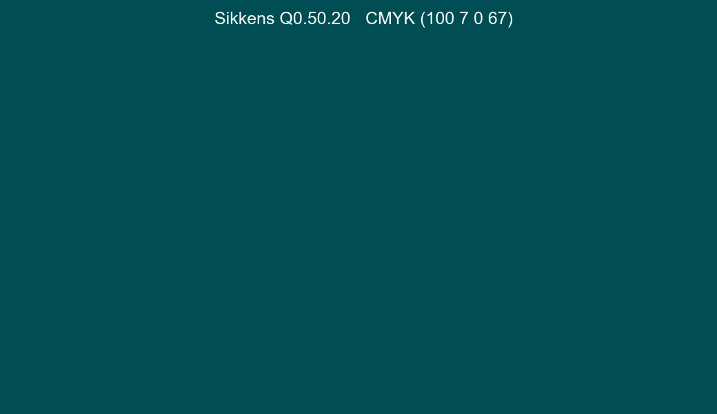 Color Sikkens Q0.50.20 to CMYK (100 7 0 67) converter Color Sikkens Q0.50.20 to CMYK (100 7 0 67) converter