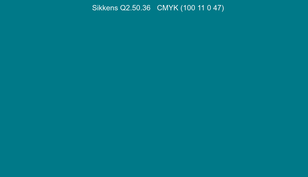 Color Sikkens Q2.50.36 to CMYK (100 11 0 47) converter Color Sikkens Q2.50.36 to CMYK (100 11 0 47) converter