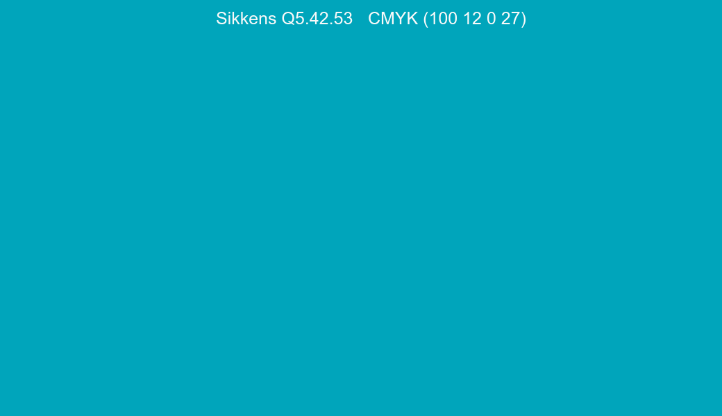 Color Sikkens Q5.42.53 to CMYK (100 12 0 27) converter Color Sikkens Q5.42.53 to CMYK (100 12 0 27) converter