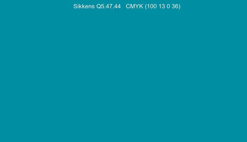 Color Sikkens Q5.47.44 to CMYK (100 13 0 36) converter Color Sikkens Q5.47.44 to CMYK (100 13 0 36) converter
