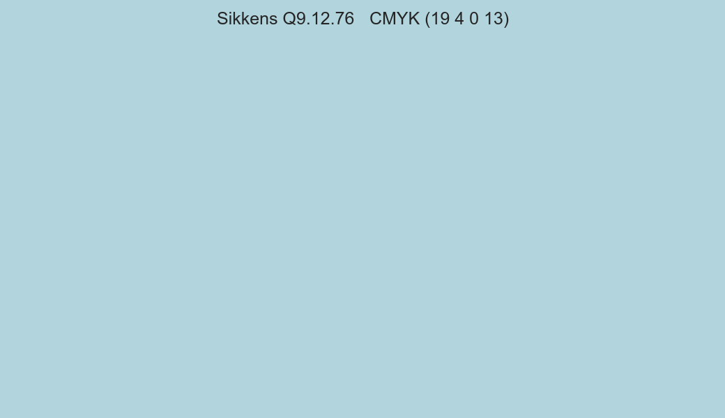 Color Sikkens Q9.12.76 to CMYK (19 4 0 13) converter Color Sikkens Q9.12.76 to CMYK (19 4 0 13) converter