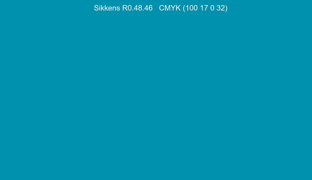 Color Sikkens R0.48.46 to CMYK (100 17 0 32) converter Color Sikkens R0.48.46 to CMYK (100 17 0 32) converter