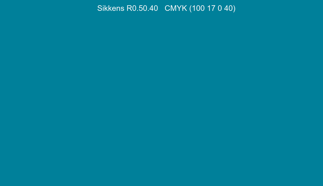 Color Sikkens R0.50.40 to CMYK (100 17 0 40) converter Color Sikkens R0.50.40 to CMYK (100 17 0 40) converter