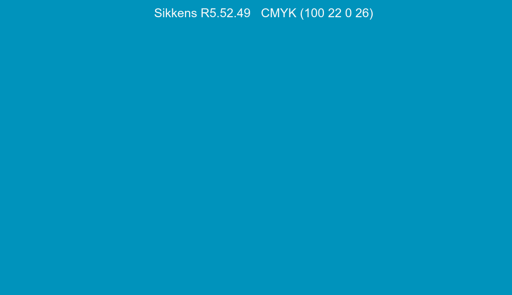 Color Sikkens R5.52.49 to CMYK (100 22 0 26) converter Color Sikkens R5.52.49 to CMYK (100 22 0 26) converter