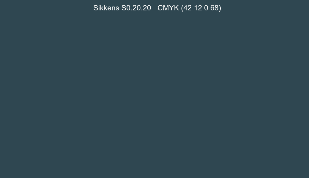 Color Sikkens S0.20.20 to CMYK (42 12 0 68) converter Color Sikkens S0.20.20 to CMYK (42 12 0 68) converter