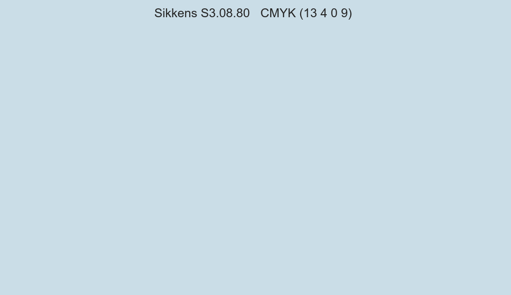Color Sikkens S3.08.80 to CMYK (13 4 0 9) converter Color Sikkens S3.08.80 to CMYK (13 4 0 9) converter