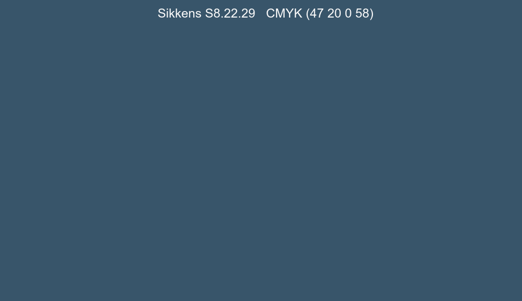 Color Sikkens S8.22.29 to CMYK (47 20 0 58) converter Color Sikkens S8.22.29 to CMYK (47 20 0 58) converter