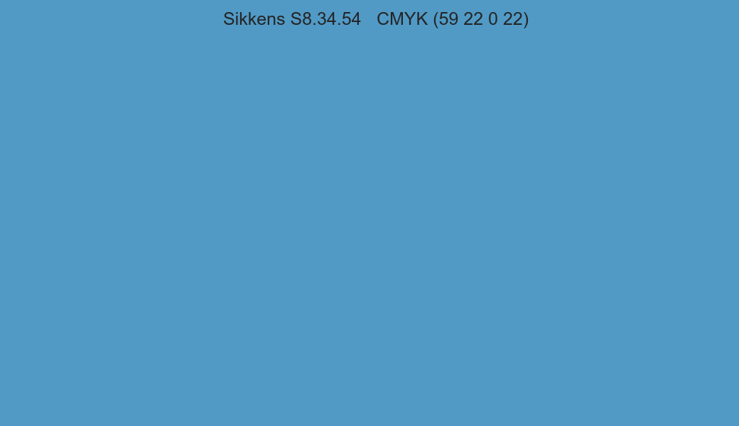 Color Sikkens S8.34.54 to CMYK (59 22 0 22) converter Color Sikkens S8.34.54 to CMYK (59 22 0 22) converter