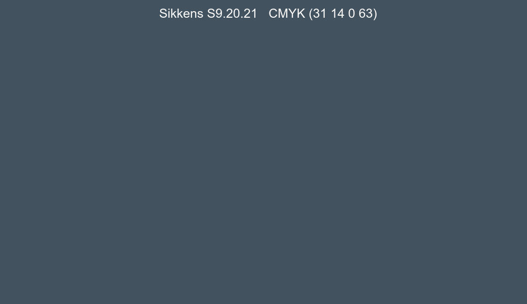 Color Sikkens S9.20.21 to CMYK (31 14 0 63) converter Color Sikkens S9.20.21 to CMYK (31 14 0 63) converter
