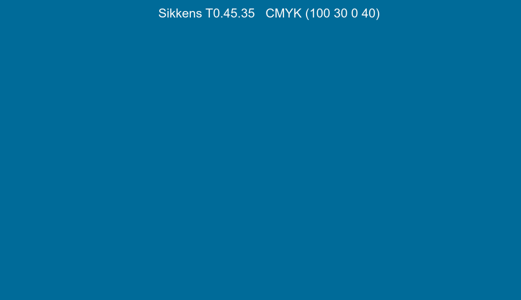 Color Sikkens T0.45.35 to CMYK (100 30 0 40) converter Color Sikkens T0.45.35 to CMYK (100 30 0 40) converter