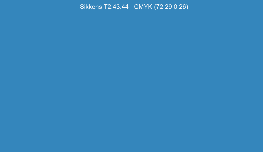 Color Sikkens T2.43.44 to CMYK (72 29 0 26) converter Color Sikkens T2.43.44 to CMYK (72 29 0 26) converter