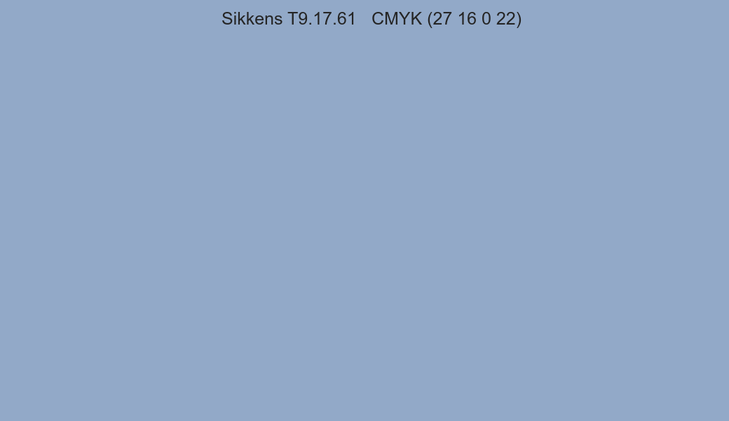 Color Sikkens T9.17.61 to CMYK (27 16 0 22) converter Color Sikkens T9.17.61 to CMYK (27 16 0 22) converter