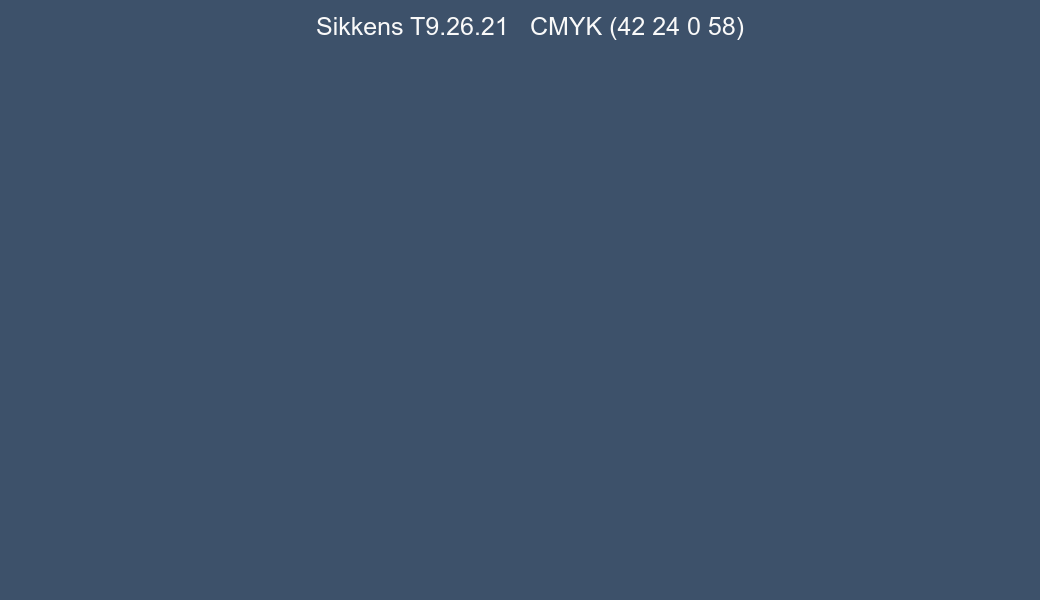 Color Sikkens T9.26.21 to CMYK (42 24 0 58) converter Color Sikkens T9.26.21 to CMYK (42 24 0 58) converter