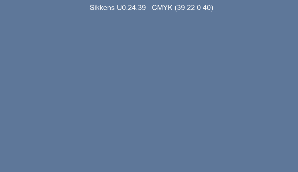 Color Sikkens U0.24.39 to CMYK (39 22 0 40) converter Color Sikkens U0.24.39 to CMYK (39 22 0 40) converter