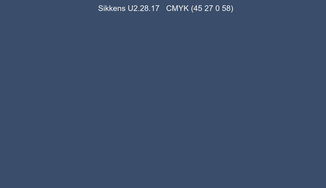 Color Sikkens U2.28.17 to CMYK (45 27 0 58) converter Color Sikkens U2.28.17 to CMYK (45 27 0 58) converter