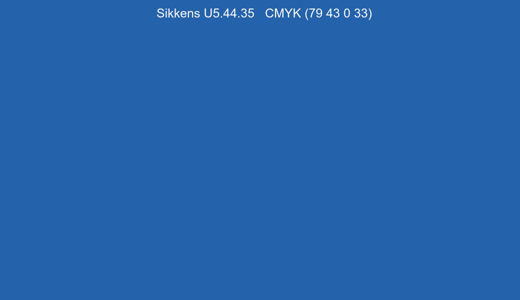 Color Sikkens U5.44.35 to CMYK (79 43 0 33) converter Color Sikkens U5.44.35 to CMYK (79 43 0 33) converter