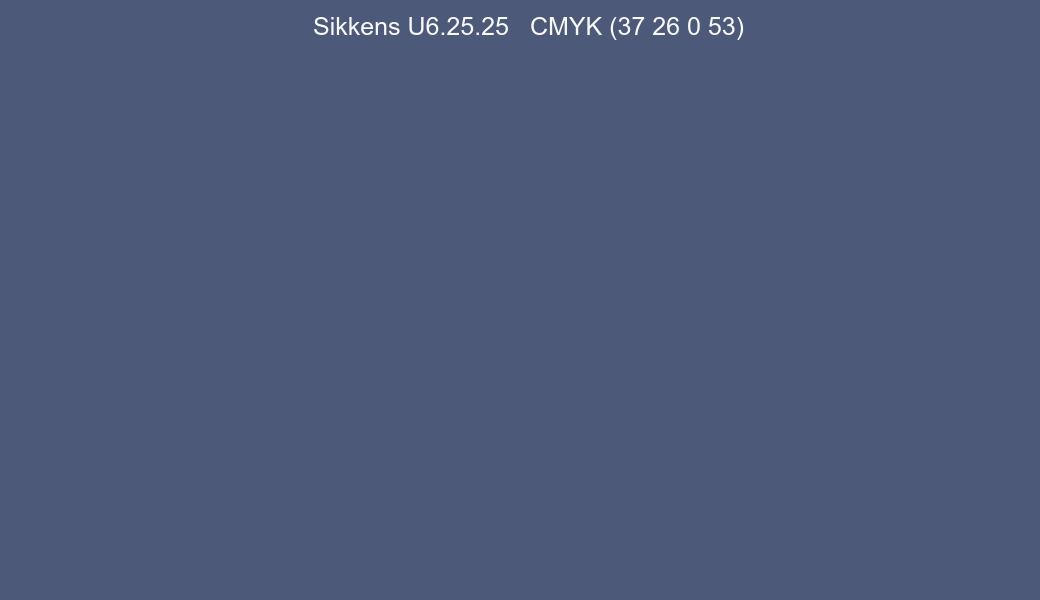 Color Sikkens U6.25.25 to CMYK (37 26 0 53) converter Color Sikkens U6.25.25 to CMYK (37 26 0 53) converter