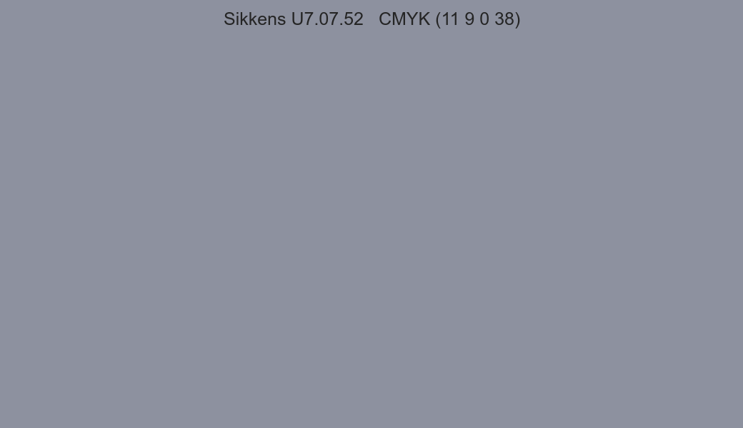 Color Sikkens U7.07.52 to CMYK (11 9 0 38) converter Color Sikkens U7.07.52 to CMYK (11 9 0 38) converter