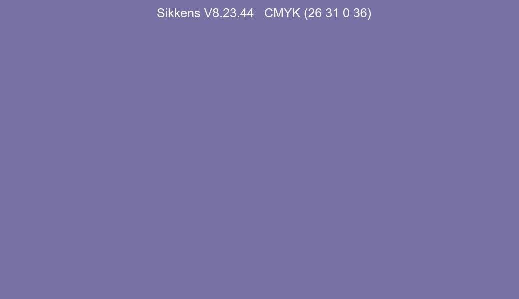 Color Sikkens V8.23.44 to CMYK (26 31 0 36) converter Color Sikkens V8.23.44 to CMYK (26 31 0 36) converter