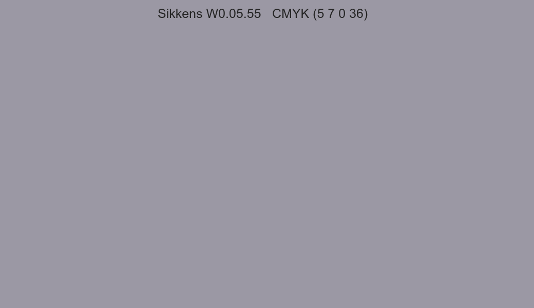 Color Sikkens W0.05.55 to CMYK (5 7 0 36) converter Color Sikkens W0.05.55 to CMYK (5 7 0 36) converter