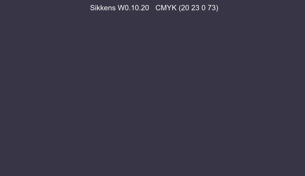 Color Sikkens W0.10.20 to CMYK (20 23 0 73) converter Color Sikkens W0.10.20 to CMYK (20 23 0 73) converter