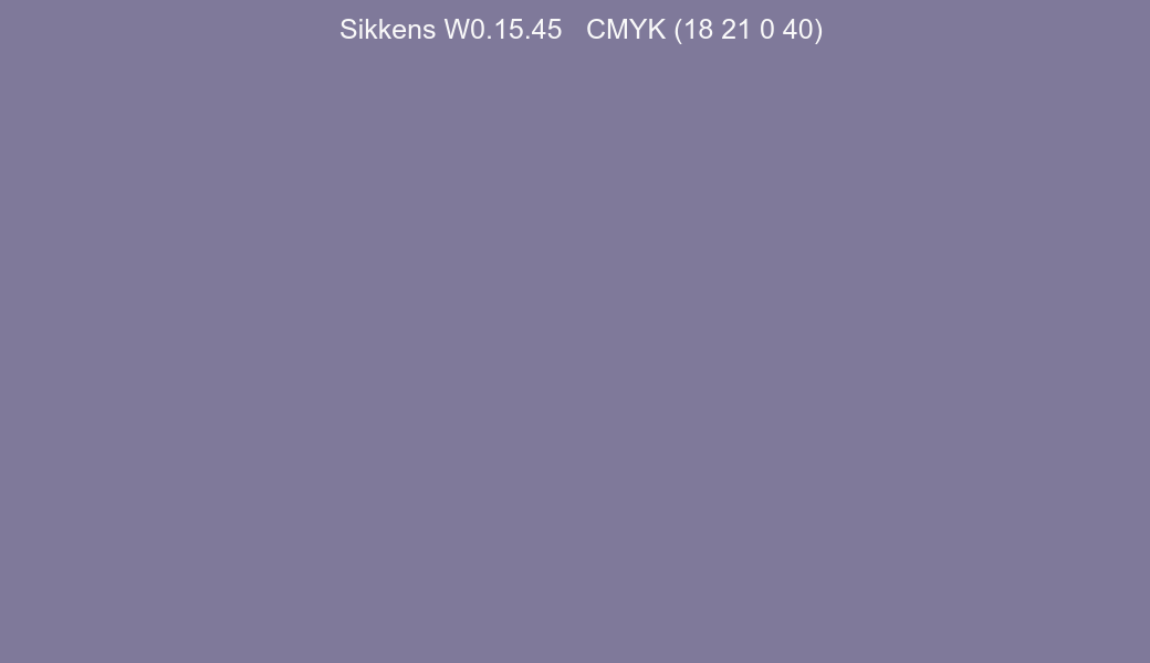 Color Sikkens W0.15.45 to CMYK (18 21 0 40) converter Color Sikkens W0.15.45 to CMYK (18 21 0 40) converter