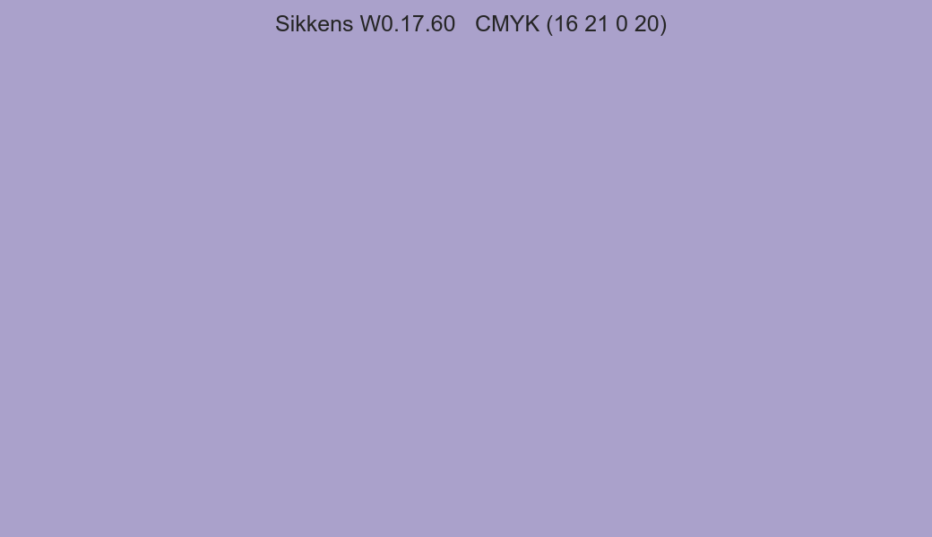 Color Sikkens W0.17.60 to CMYK (16 21 0 20) converter Color Sikkens W0.17.60 to CMYK (16 21 0 20) converter