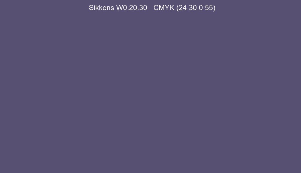 Color Sikkens W0.20.30 to CMYK (24 30 0 55) converter Color Sikkens W0.20.30 to CMYK (24 30 0 55) converter