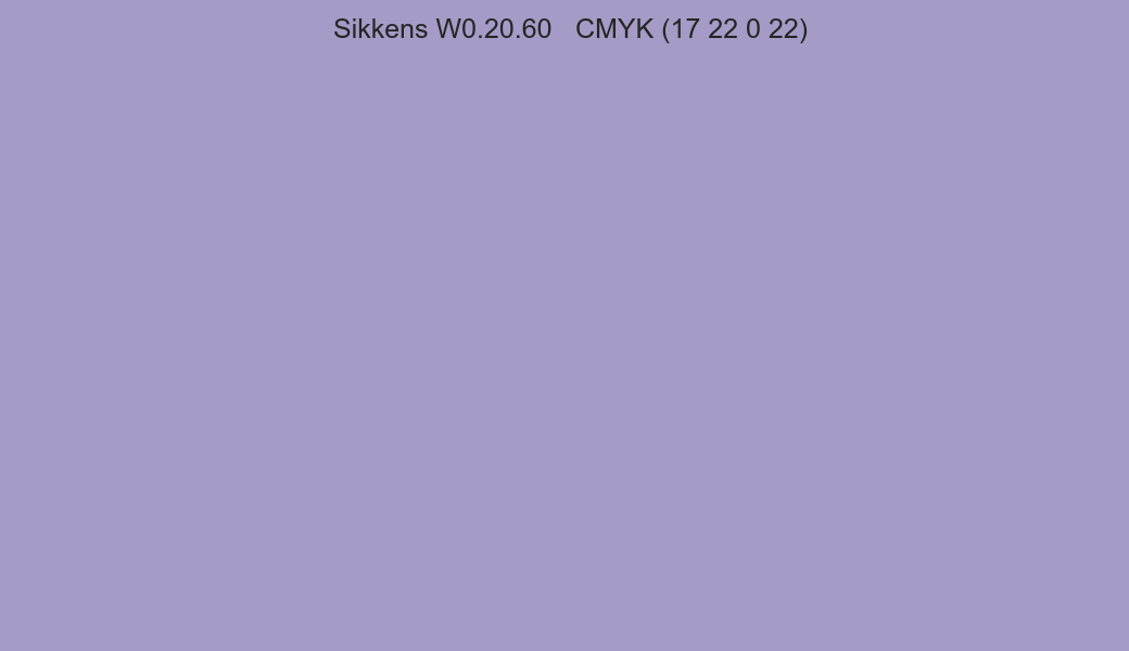 Color Sikkens W0.20.60 to CMYK (17 22 0 22) converter Color Sikkens W0.20.60 to CMYK (17 22 0 22) converter