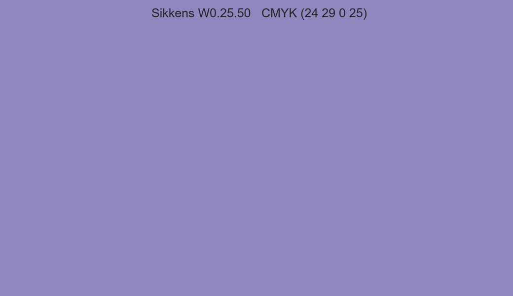Color Sikkens W0.25.50 to CMYK (24 29 0 25) converter Color Sikkens W0.25.50 to CMYK (24 29 0 25) converter
