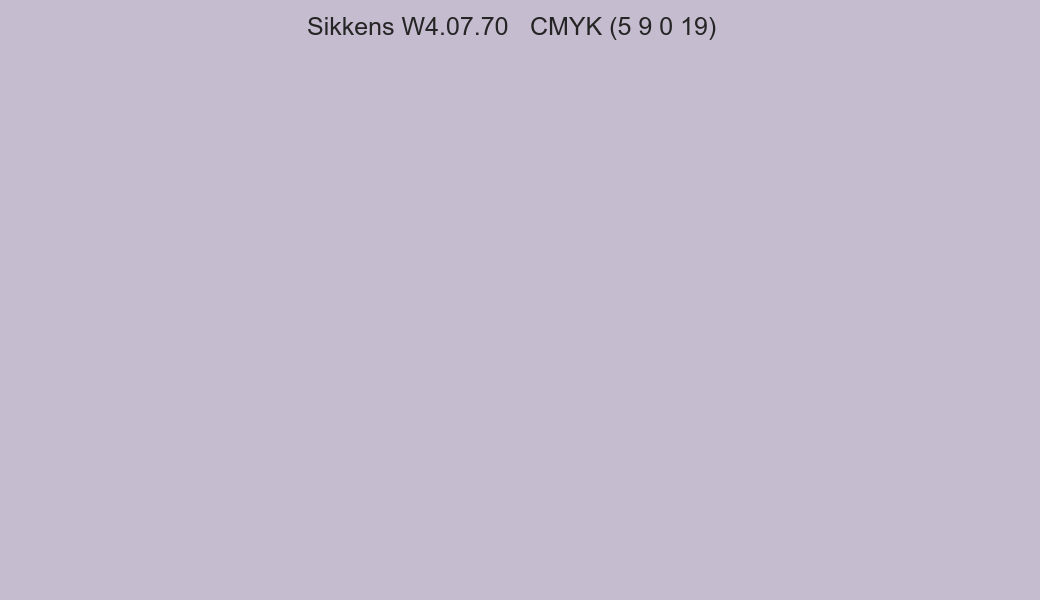 Color Sikkens W4.07.70 to CMYK (5 9 0 19) converter Color Sikkens W4.07.70 to CMYK (5 9 0 19) converter
