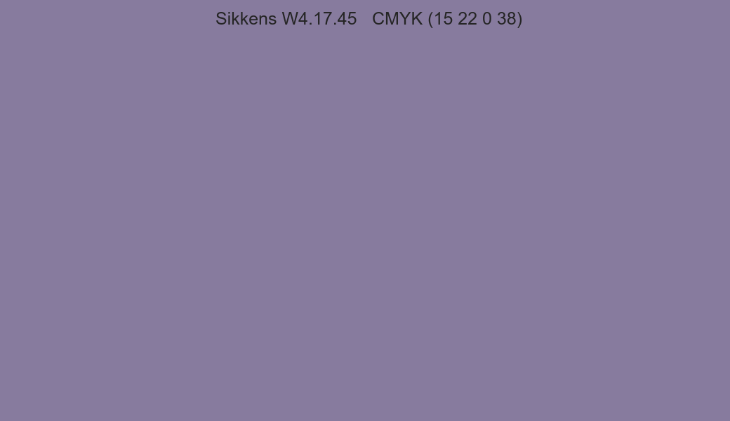 Color Sikkens W4.17.45 to CMYK (15 22 0 38) converter Color Sikkens W4.17.45 to CMYK (15 22 0 38) converter